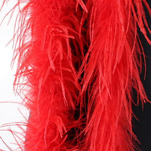 URFEDA Federboa Rot,200cm Federboa Boa, Flauschige Feder Schal, Straußen Feder Boas Dekorieren Federschal Boa Kostümzubehör Federstola Kostüm Karneval,Straußenfeder Boa für Hochzeit Party Dekoration