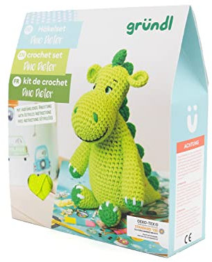 Gründl Häkelset Dino Dieter 15cm 7 Teile Kreativset Häkeln Nähen Nähset Bastelset