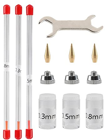 Buse Airbrush Kits, 0.3/0.5/0.8mm Buse Et Aiguille et Capuchon de Buse et Clé à Buse et Outils de Pièces de Rechange, Pistolet Aerographe Kit, Buse pour Peinture, Le Tatouage, L'art de Modèles, Etc