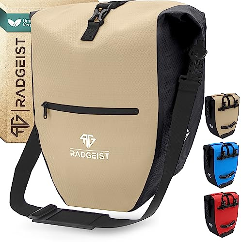 RADGEIST Sacoche de vélo pour porte-bagages - Sacoche pour porte-bagages de vélo - Sacoche de porte-bagages étanche et sac à bandoulière - Sacoche de vélo avec réflecteurs
