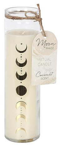 Moon Phase - Candela tubolare al cocco: 7 giorni di preghiera e manifestazione con fragranza di cocco, rilassante per la casa e decorazione spirituale, durata 25 ore