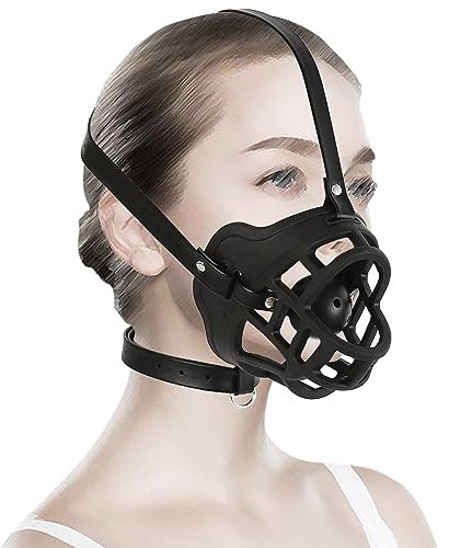 2023-Neu BDSM Knebel Mund Extrem,mit Ball Gag und Maulkorb Käfig,Mundknebel SM für Frauen,BDSMs Spielzeug Hart,Bondageset Fessel Set,Fesseln Sex Set,BDSMs Spielzeug Extrem Sklavin (Schwarz)