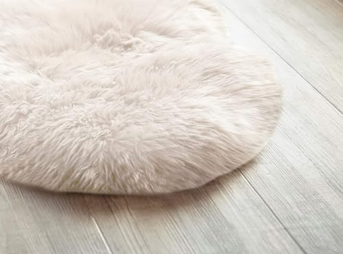 Naturally Sheepskins 100% Genuine Long Wool Sheepskin Rug, Luxury New Zealand Sheepskin, Natural Silky Soft Lamb Skin, Thick & Fluffy, Long Runner for Bedroom & Living Area, 2x3 ft. (Ivory)