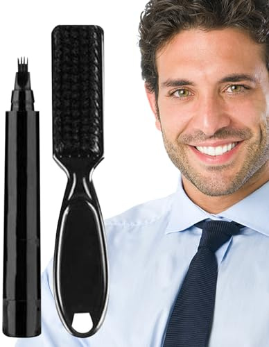 Lápiz para barba, resistente al sudor para hombres, máscara de pestañas para aplicación sin costuras, juego de pluma de relleno de barba, oscurecimiento de barba para hombres para barba y cejas