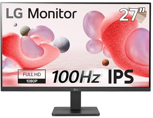 LG Electronics Monitor 27MR400-B, 27 Inch, Full HD 1080p, 100Hz, 5ms GtG, IPS Panel, AMD FreeSync, Smart Energy Saving, Anti-Glare, HDMI, Matte Black