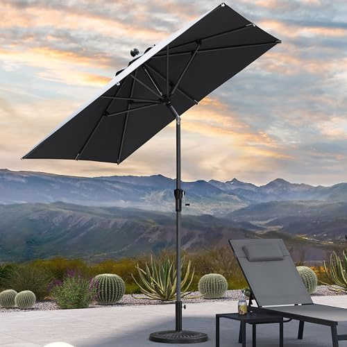 PURPLE LEAF Parasol de Jardin Exterieur Inclinable 200 x 200 cm Carré Parasols en Aluminium Toile Protection UV pour Balcon Terrasse Patio, Gris