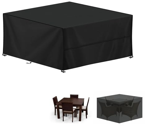 LAMUNI Gartenmöbel Abdeckung Wasserdicht Outdoor Tischabdeckung Winterfest Abdeckplane Gartenmöbel, 420D Oxford Whirlpools Abdeckhaube Schutzhülle für Gartentisch Sitzgruppe, 200x200x85cm