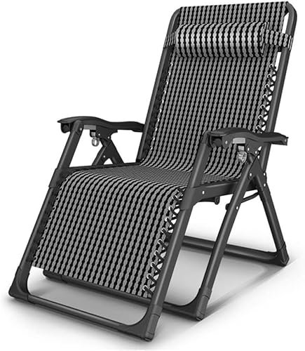 Terrassen-Loungesessel, Liegestuhl mit Schwerelosigkeitsfunktion, Verriegelung, Übergröße, XL, gepolstert, verstellbar, mit Kopfstützenunterstützung, 158 kg, langlebig (Farbe: ohne Matratze)