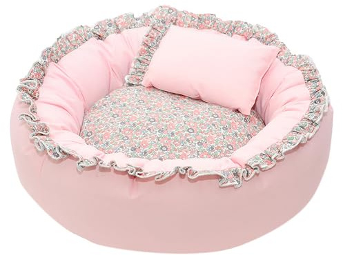 ENGEL WEMANG Katzenbett große Katzen flauschig Vier Jahreszeiten rutschfeste Katzenbett für Hauskatzen und kleine Hunde,Bettchen waschbar Mit Kissen Rosa S