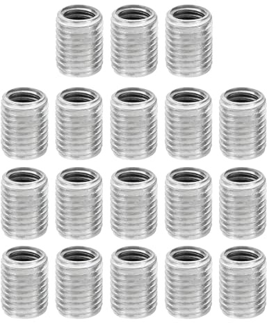 PATIKIL M8xM6x10mm Metal Threaded Repair Insert Nut, 18Pcs Male to Female Fine Thread Sleeve Inserts Reducing Nut Adapter Reducer Screw Sleeves, White Zinc