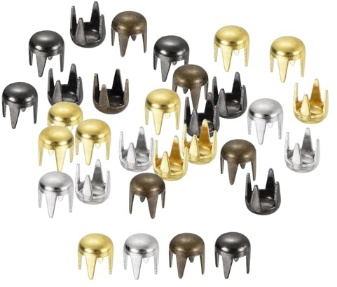 QUARKZMAN 80pz Rivetti a Cupola Tonda Colore Misto, Borchie Rotondi Ottone Punte Puntini Punk Rock Perline Artiglio Kit Assortito per Vestiti Cintura Borsa Scarpe Artigianato Pelle 3,5mm