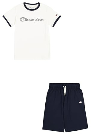 Champion Legacy Boy - Set girocollo con stampa grande, bianco (WW001), L, Bianco (WW001), 11-12 Anni