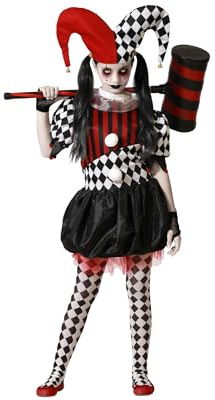 Atosa disfraz arlequín halloween vestido con gorro rojo niña 10 a 12 años