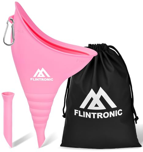 flintronic Urinella para Mujer, Urinario Portatil Mujer, Reutilizable Orinal Mujer, Orinal Embudo de Silicona para Orinar de Pie para Viajes, Actividades al Aire Libre, Camping, Festivales (Rosa)