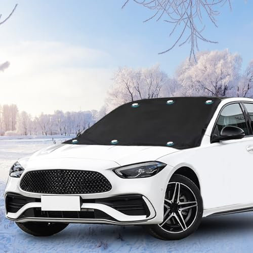 Uoimky Copri Parabrezza Auto, Copertura Protezione Parabrezza con Magnete Telo Parabrezza Auto Antigelo per Neve, Gelo, Ghiaccio, Anti UV, Polvere，206 x 116cm