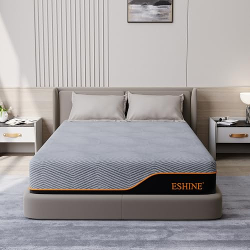 ESHINE Queen Mattress for Back Pain & Pressure Relief, 14 Inch US-Made Cooling Gel Memory Foam, Green Tea Infused, CertiPUR-US Certified, Bed in a Box, Dark Grey