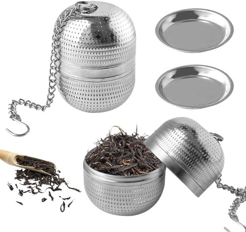 2 Stück Teesieb für Losen Tee, Edelstahl Teesieb 304, Tee Lustig Tea Filt Kugel Gewürzsieb Gewurzkugel Teefilterhalt Teehalter