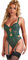 ohyeahlady Women's Lingerie Sets Sexy Floral Embroidered Mesh Bodysuit with Garter Belt Plus Size Babydoll Teddy Sexy Outfits UK 12 Green