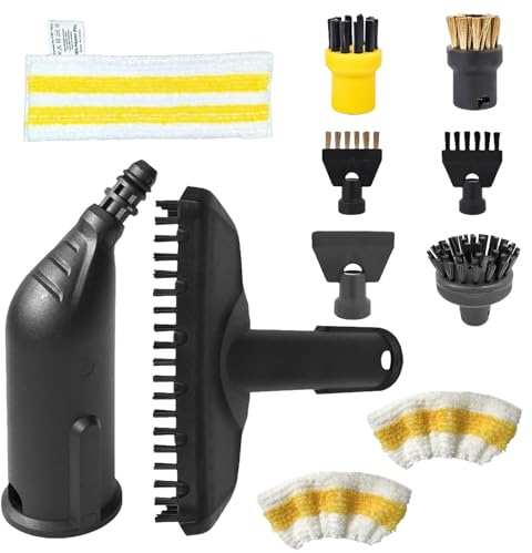 Kocusu 11 stycken för ångtvätt tillbehör med rund borste, fogborste, runt borstset, handångborste, skrapmunstycke lämplig för mikrofiberduk för SC1 SC2 SC3 SC4 SC5