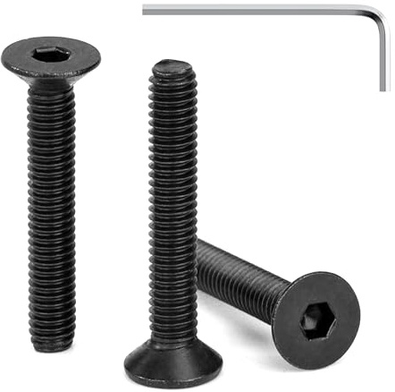 Tunejoy Vis à Tête Fraisée M4 x 25 mm à Six Pans Creux en Acier Inoxydable A2 V2A Vis à Tête Cylindrique Hexagonale avec Clé Allen Filetage Complet 30 Pièces Noir