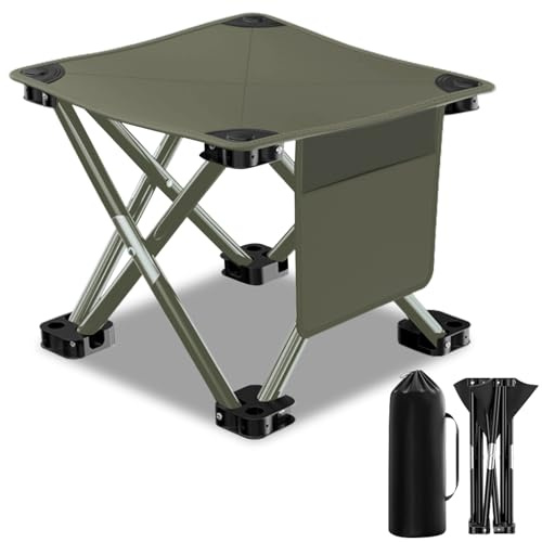 PRITOK Sgabello pieghevole da campeggio, leggero, portatile, da campeggio, da campeggio, da campeggio, da giardino, da barbecue, da picnic, colore: verde