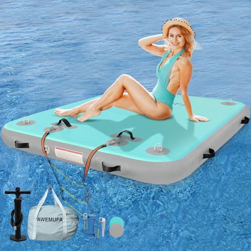 AWEMUFA 5 x 1,8 m galleggianti gonfiabili galleggianti, amaca gonfiabile galleggiante per lago, piscina, isola galleggiante, zattera, tappetino per nuoto, tappetino da spiaggia, galleggianti oceano