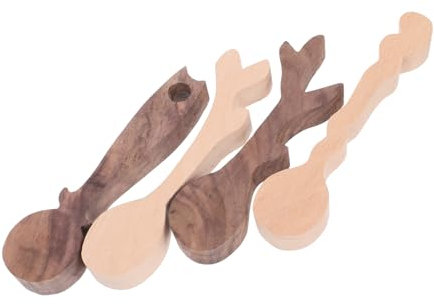 GLSTOY 4 Stück Holz Rohlinge Unfinished Löffel Carving Für Diy Holz Handwerk Kit Enthusiasten Anfänger Schnitzen Bastelprojekte