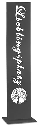 GARDIVO Lieblingsplatz schild 115cm Hoch, Gartendeko, wohndeko, Gartenschild, dekoration (Anthrazit, Natur)