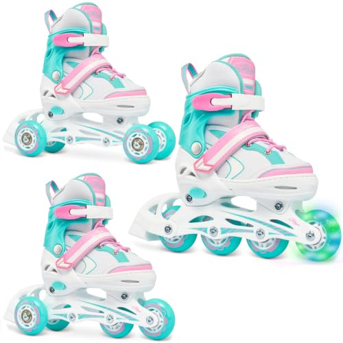 Raven - Patines para niñas y niños, Adultos - 3 en 1 con Ruedas en línea, para Aprender - Ajustables - Lia Mint, 30-33 (18,5-20,5 cm)