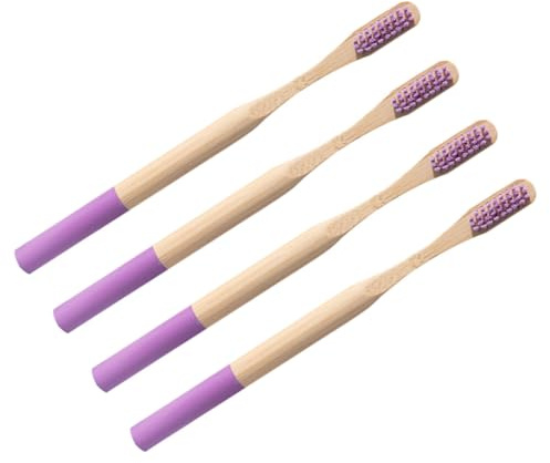 IWOWHERO 4stücke Teiliges Bambus Zahnbürsten Mit Extra Weichen Borsten Ergonomischer Rutschfester Griff Biologisch Abbaubar Langlebig Für Schonende Zahnpflege Zu Hause Und Reisen