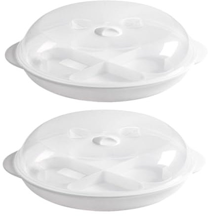 KICHOUSE 2piezas Escalfador De Huevos Para Microondas Utensilios De Cocina Moldes Fácil De Almacenar y Limpiar Para Familia