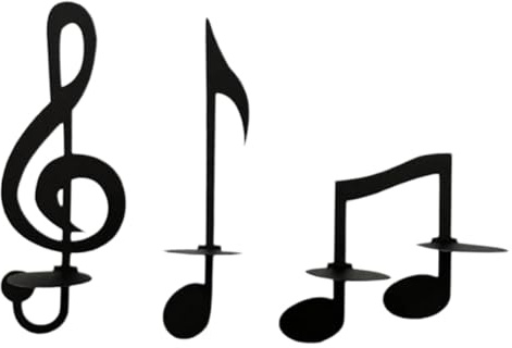MUELODSIC Candelabro de Pared Musical Negro de Metal 3 Piezas
