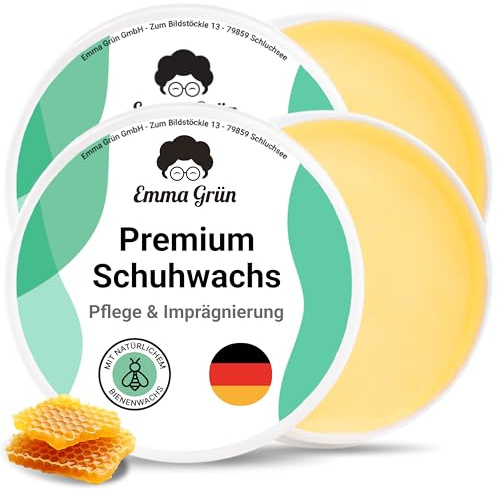 Emma Grün® Schuhwachs Farblos Lederpflege & Schuhpflege 100ml [MIT BIENENWACHS] - Lederbalsam Lederfett Farblos - Lederschuhe Pflege natürlich Made in Germany