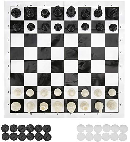 AKLOSIPY 2-teiliges Reise-Schach- und Dame-Set – Tragbares Spiel für und Erwachsene, für Partys, Camping und Familienspaß