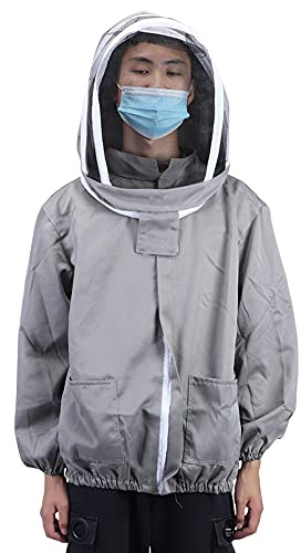 KIMISS Giacca in Velo Protettivo per Apicoltura Grembiule per Api con Doppie Cerniere, Attrezzatura da Apicoltore Leggera e Traspirante per Maggiore Comfort e Sicurezza (GRAY)