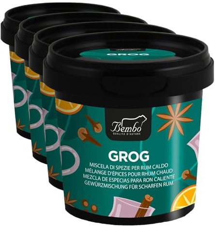 Grog Bembo - Mezcla de Especias para Grog - Mezcla de Especias para Ron Caliente - Aperitivos y Cócteles - Made in Italy (Paquete de 4)