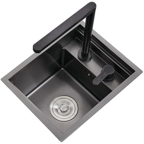 Lavello Da Incasso In Acciaio Inox Con Rubinetto Pieghevole Per Camper/Bar, Lavabo Per Verdure, Design A Vasca Singola A Scomparsa, Lavello + Rubinetto B30*45*21 Cm, Lavello + Rubinetto B30*45*21 Cm