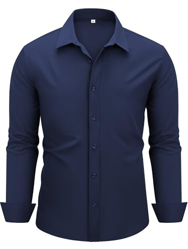 Autsel Camisa para Hombre Manga Larga Slim Fit Camisa de Vestir Elegante