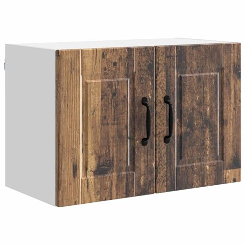 Mhdvray Küchen-Wandschrank Altholz-Optik 60 x 31 x 40 cm Holzwerkstoff, Küchenoberschrank Hängeschrank mit 2 Türen und 2 Regalfächern, Wandschrank für die Küche