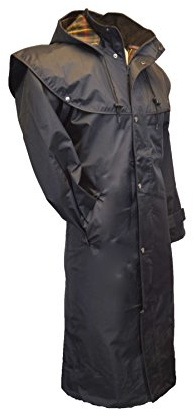 Walker & Hawkes - Veste longue Midland - style cape - capuche amovible/coutures étanches - nylon - Bleu marine - 3XL