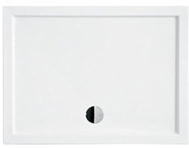 Rektangulär duschkar 120x90 cm duschkar i akryl platt avlopp Tempoplex V90 ALPINA vit slät