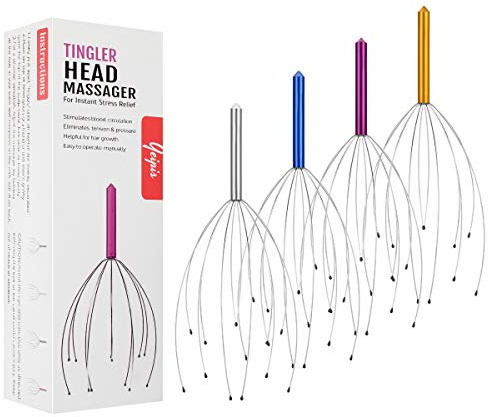 Yeipis 4 Pack Scalp Massagers, Handheld Head Massage Tingler, Scratcher for Deep Relaxation, Hair Stimulation and Stress Relief Christmas Gift