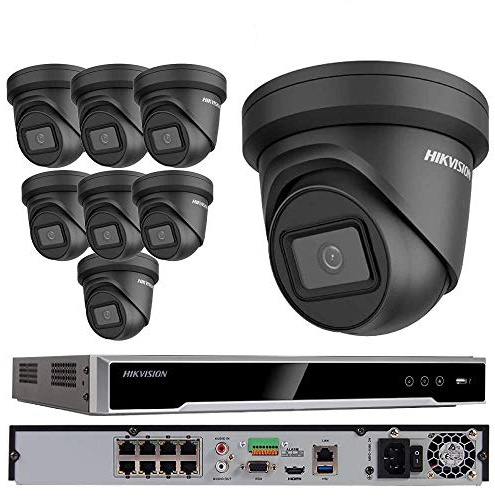 Hikvision CCTV system Kit IP 8X 8MP 4k Network Cameras IP67 Weatherproof WDR 30m IR Night Vision Grey 4K 16Ch NVR 8MP - DS-2CD2385G1-I - DS-7616NI-K2 (6TB)
