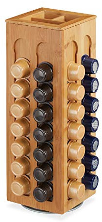 Relaxdays Kapselhalter für Cafissimo Kaffeekapseln, drehbar, Kaffee Kapselspender, , HBT: 40,5 x 14 x 14 cm, natur, Hellbraun