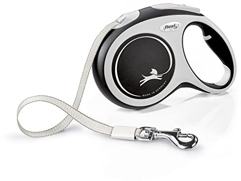flexi® Comfort L Hunde Roll-Leine, Optimierter Komfort, 5m Gurt, Schwarz | Maximaler Bedienkomfort: Die in Deutschland gefertigte flexi®-Leine mit Soft-Griff und Griffverstellung,