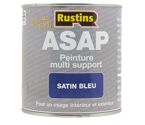 Rustin's ASAP – MultiPurpose schnell trocknende Satin-Farbe – Innen- und Außenbereich – Blau – 1L (ASAPBU1000FR)