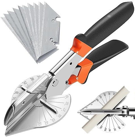 Oubesty Miter Shear Cutter, Multi Angle Gasket Shears 45°-135° Trunking Scissors Trim Cutter for PVC PPR PE Pipe, Branch, Wire Including 10 Spare Blade