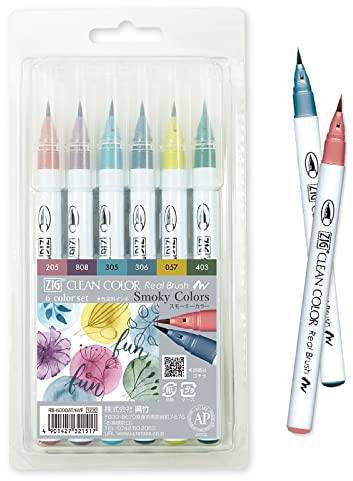 Kuretake ZIG CLEAN COLOR Real Brush 6 colors set Smoky Colors