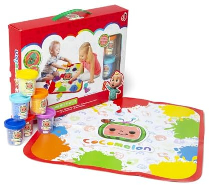 Toyland® Cocomelon Set da Gioco sensoriale per Bambini - Tappetino da Gioco, Sabbia da spremere, Schiuma e Pasta - Giocattoli creativi