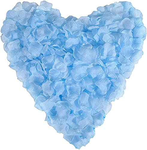 Anaoo Rosenblätter Hellblau, 3000 Stück | Rosenblüten, Kunstblumen, Seidenblumen, Romantische Dekoration, Hochzeit/Taufe/Geburtstag